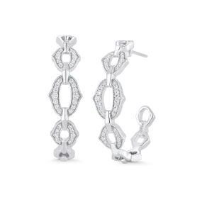 0.38 TCW Round Moissanite Diamond Chain Link Hoop Earrings