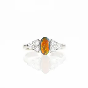 0.57 Carat Black Opal Diamond Ring