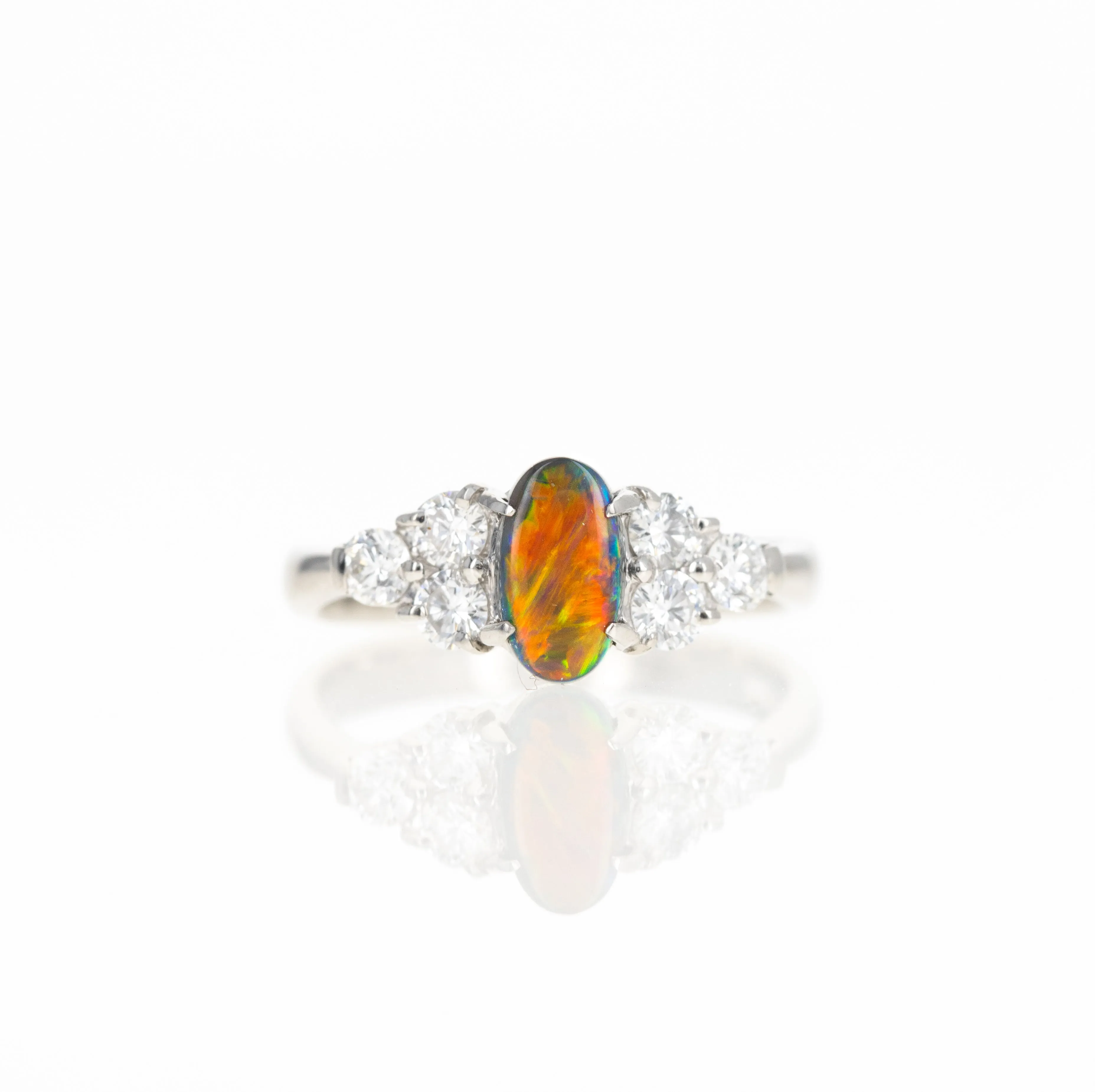 0.57 Carat Black Opal Diamond Ring