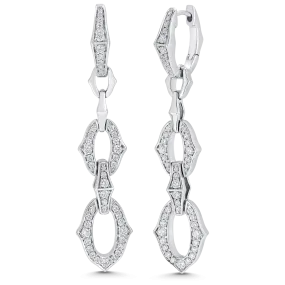 0.70 TCW Round Moissanite Diamond Link Drop Earrings