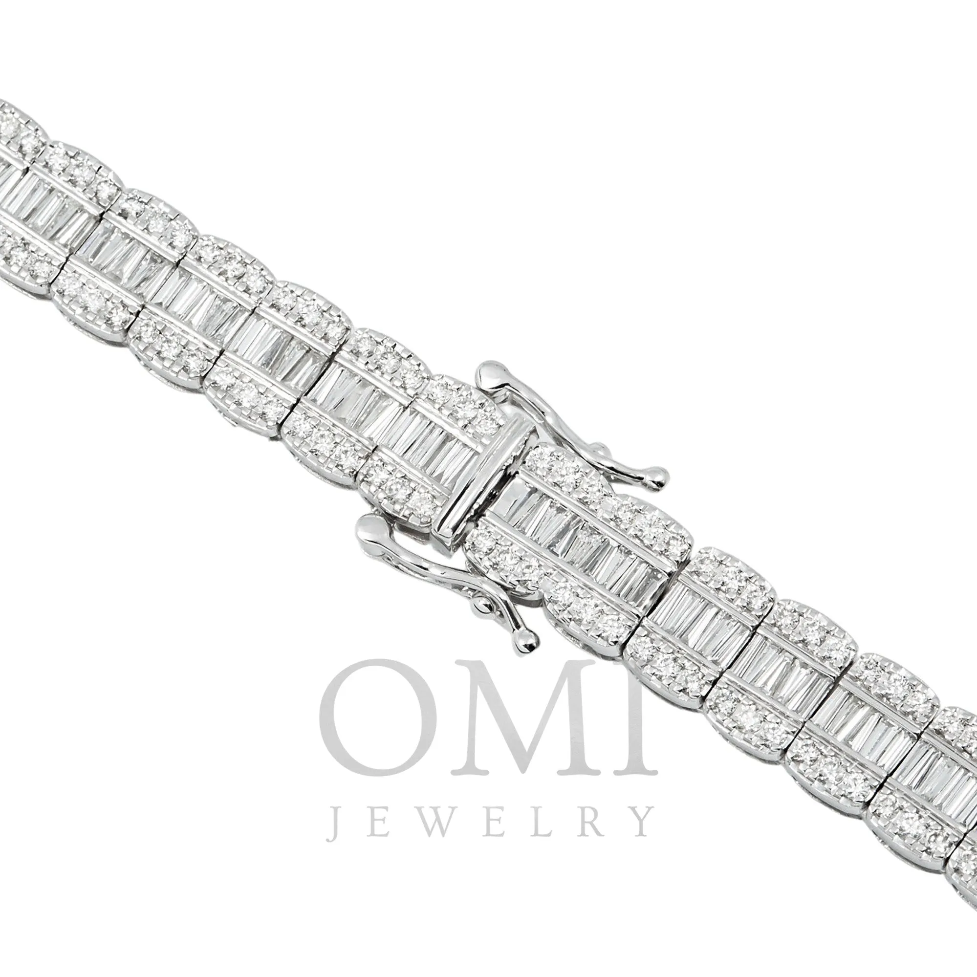 10K GOLD 9MM BAGUETTE AND ROUND DIAMOND CHAIN 19.99 CT