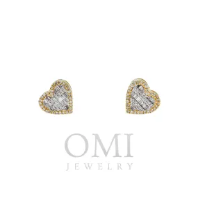 10K GOLD BAGUETTE DIAMOND HEART EARRINGS 0.27 CTW