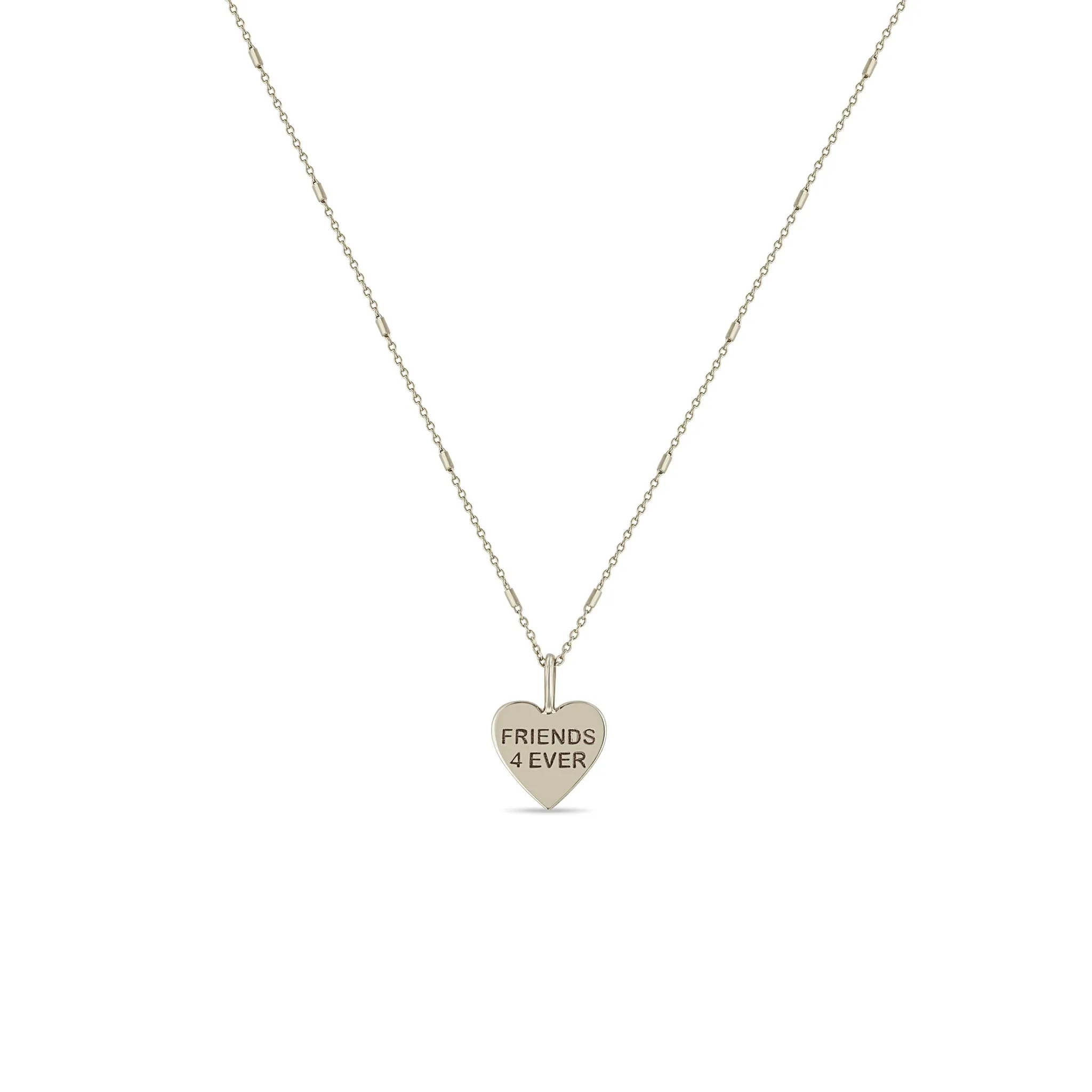 14k Gold Candy Heart Pendant Bar and Cable Chain Necklace