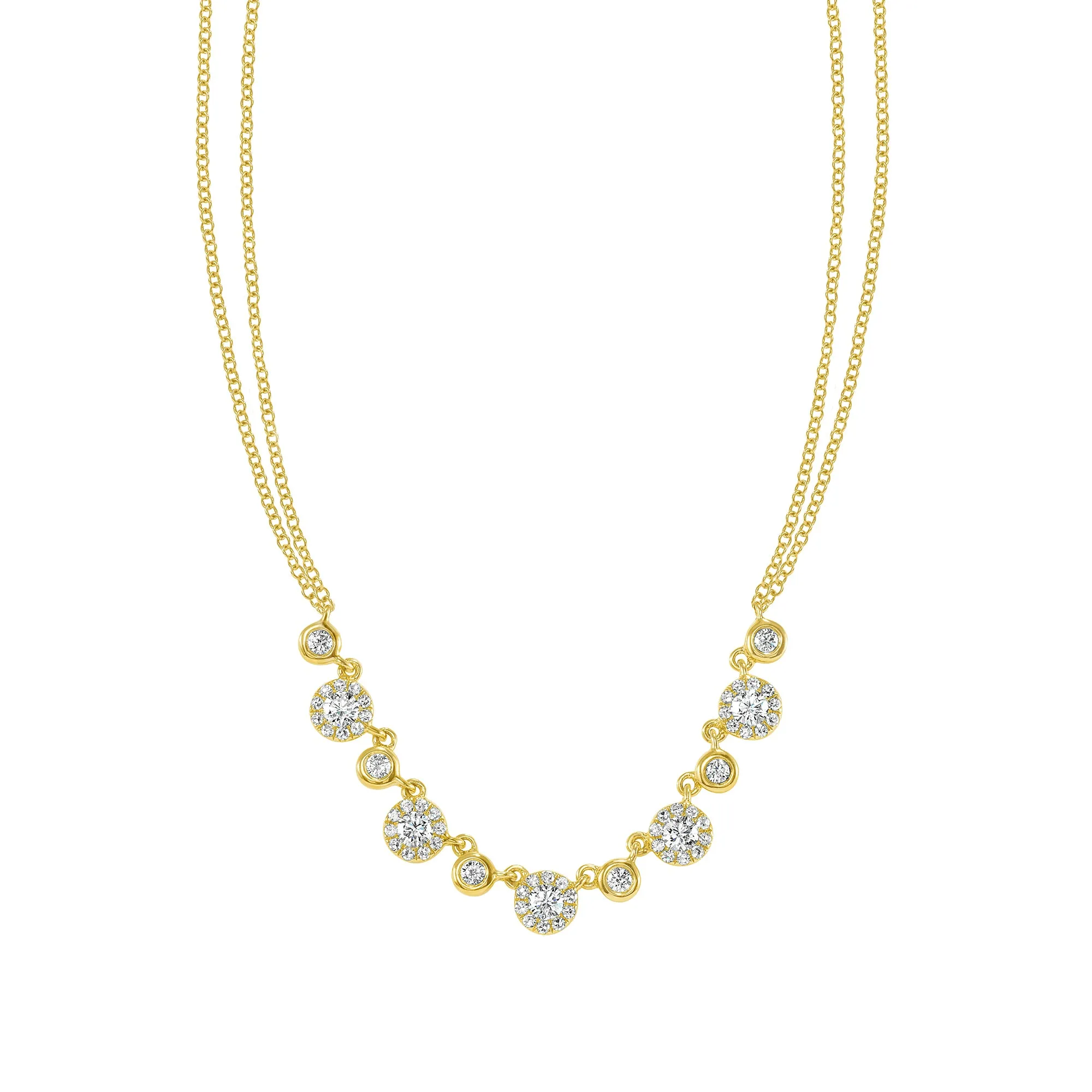 14K Gold Diamond Bezel Necklace