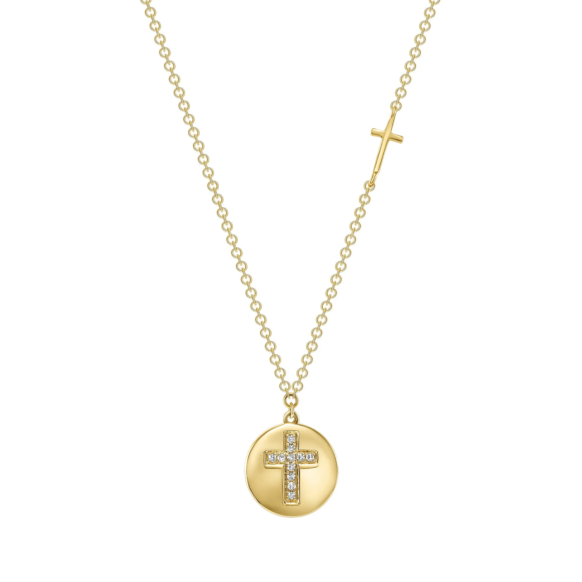 14K Gold Diamond Cross Pendant