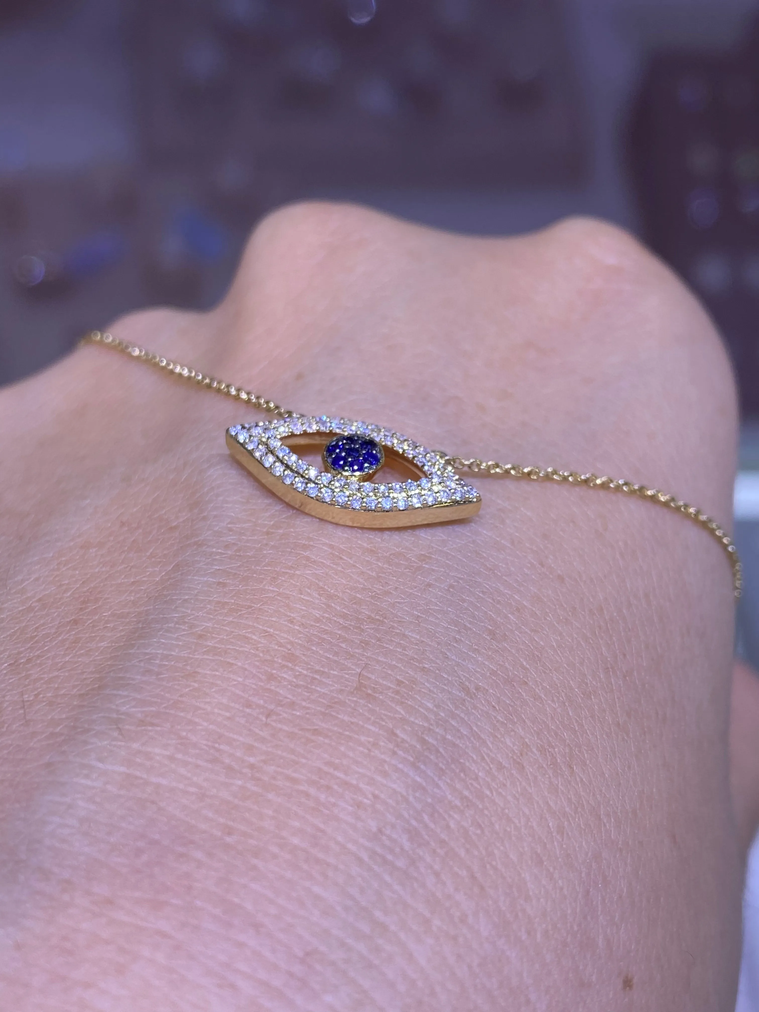 14K Gold Evil Eye Diamond Pavé Pendant