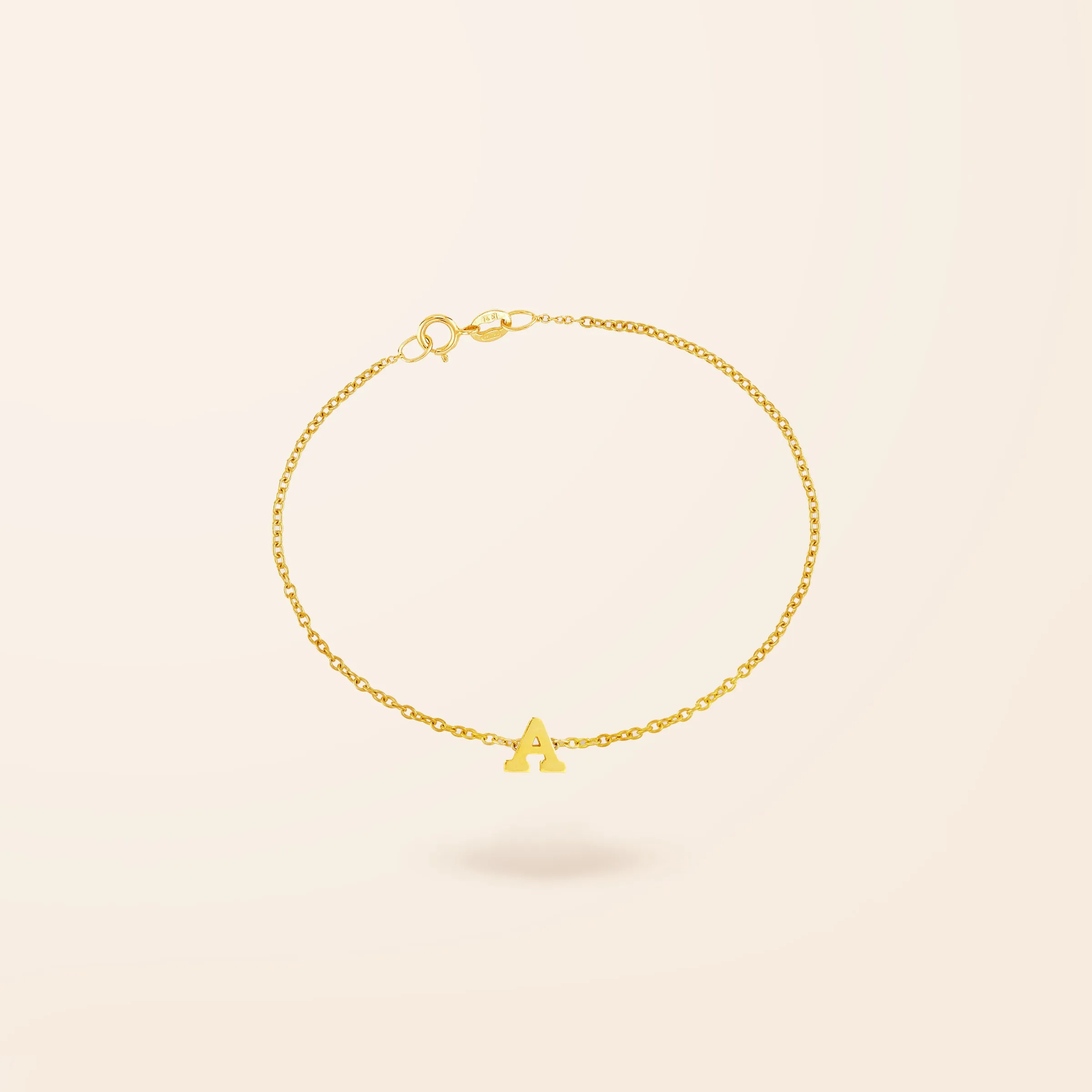 14K Gold One Initial Bracelet