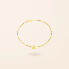 14K Gold One Initial Bracelet