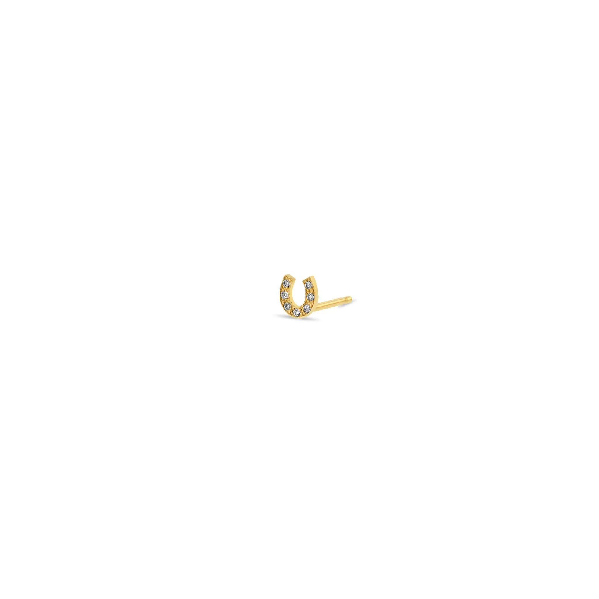 14k Itty Bitty Pavé Diamond Horseshoe Stud