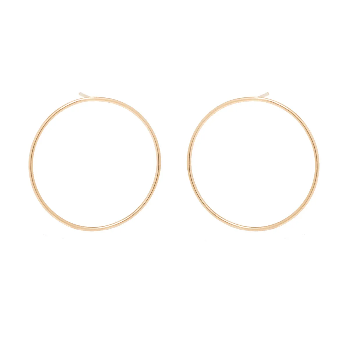 14k Large Front Facing Circle Drop Earrings - SALE