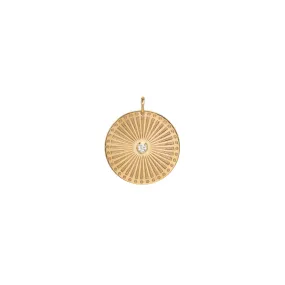 14k large sunbeam medallion disc charm