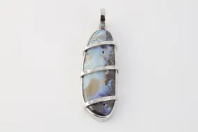 14k White Gold Opal 0.15tcw Diamond Pendant (25.21g.)