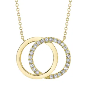 14K Yellow Gold 0.31 Carat Interlocking Circles Pendant Necklace