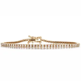 14K Yellow Gold 1.47 Carat Total Weight Round Brilliant Cut Diamond Tennis Bracelet