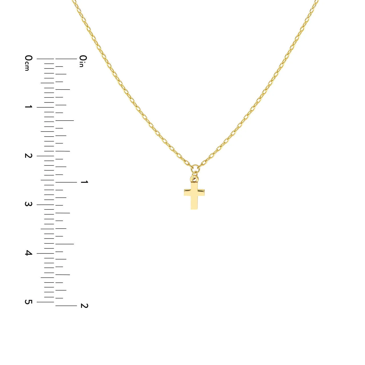 14K Yellow Gold Tiny Cross Pendant Necklace