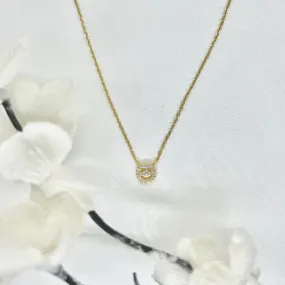 18k/925 Vermeil Happy Face with CZ Necklace