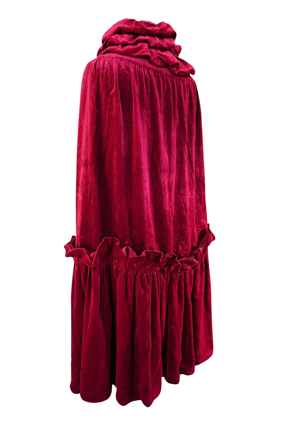 1920s Deep Fuschia Pink Velvet Reversible Gold Lame Cape