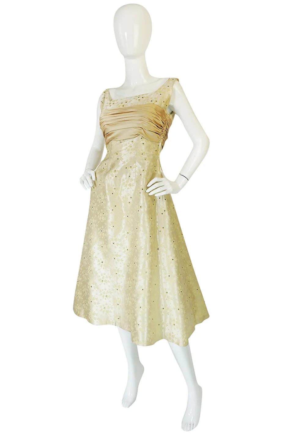 1950s David Hart Brocade & Rhinestone Dress