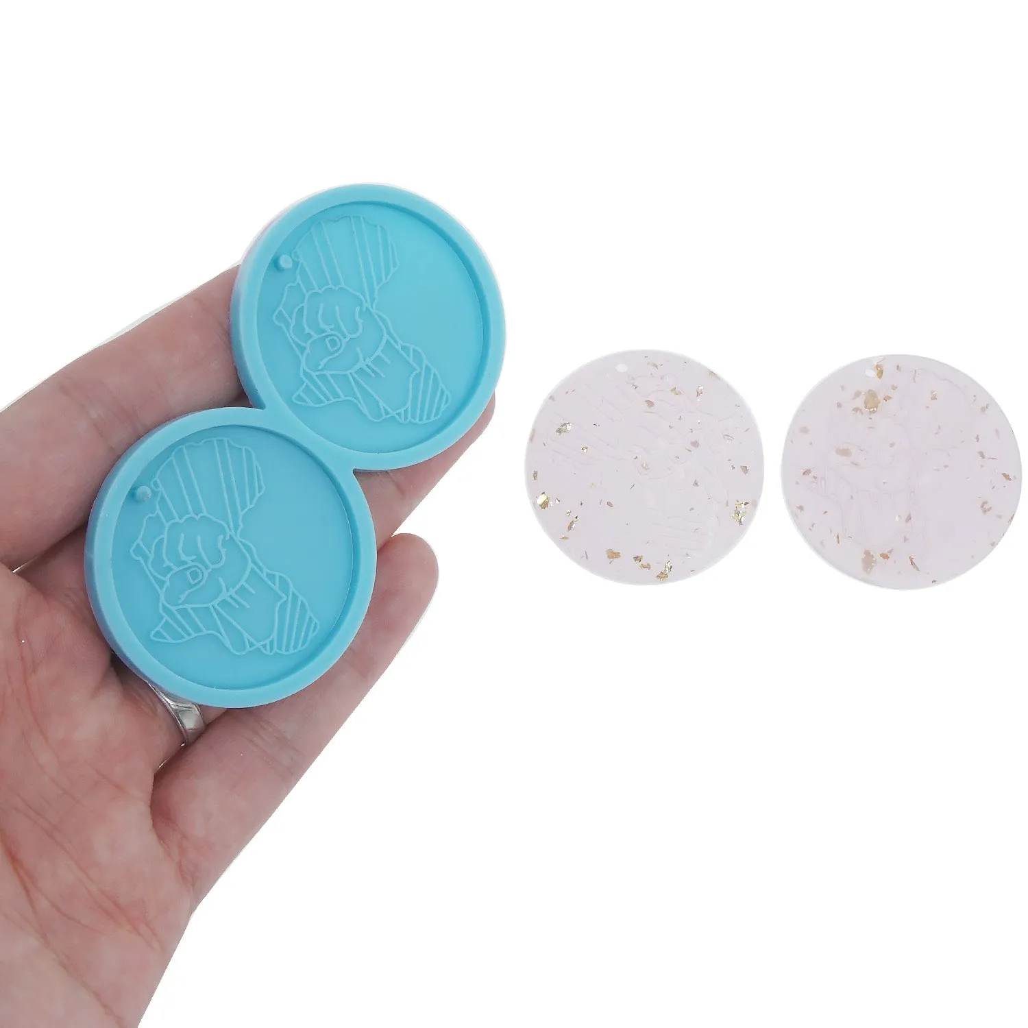 1PC Silicone Earring Mold Fist Map Resin Earring Charm DIY Resin Earring Mold 10386453