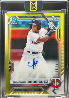 2021 Bowman Chrome Emmanuel Rodriguez Yellow Refractor Auto/75