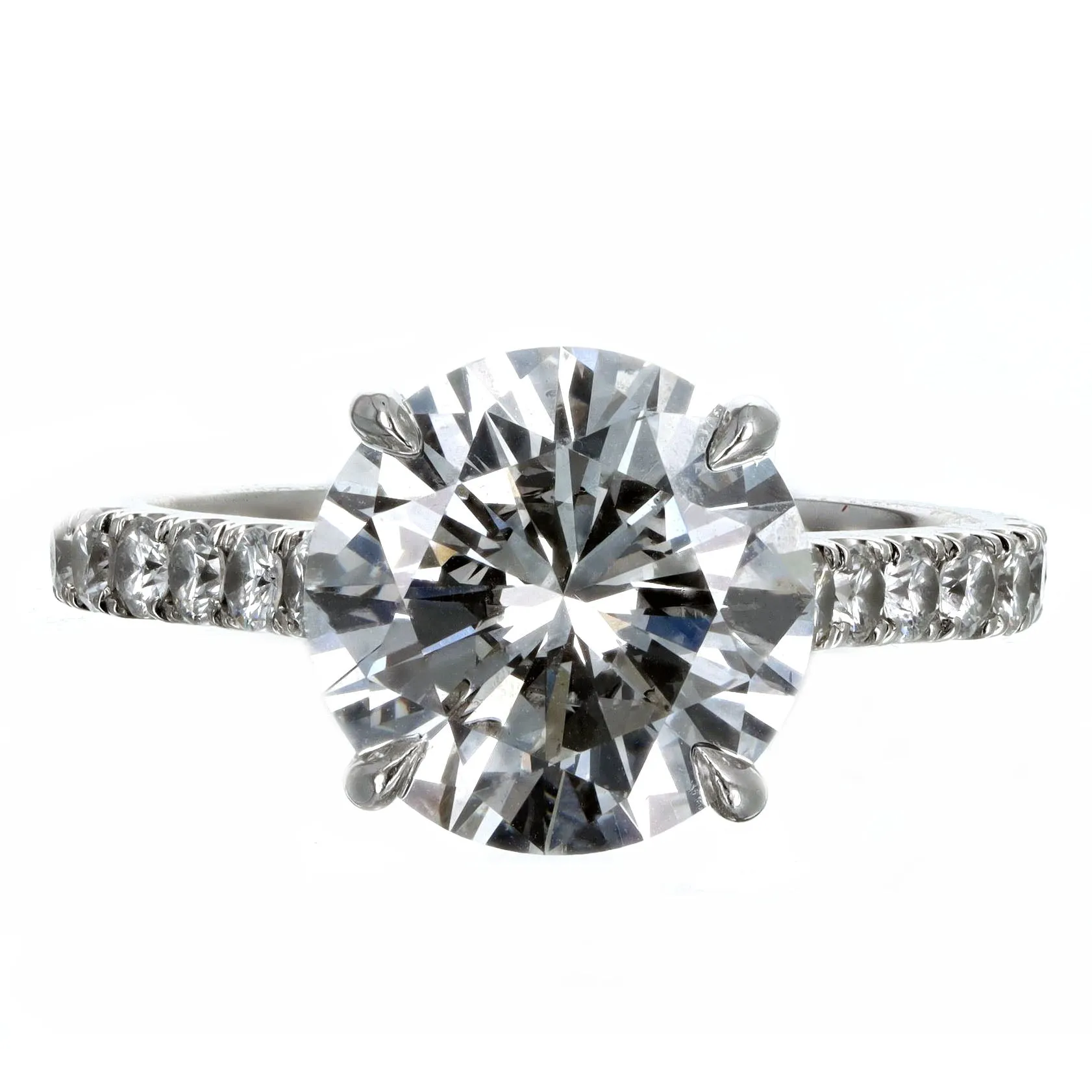 3.75 Carat Round Brilliant Diamond Hidden Halo Engagement Ring in Platinum GIA Certified