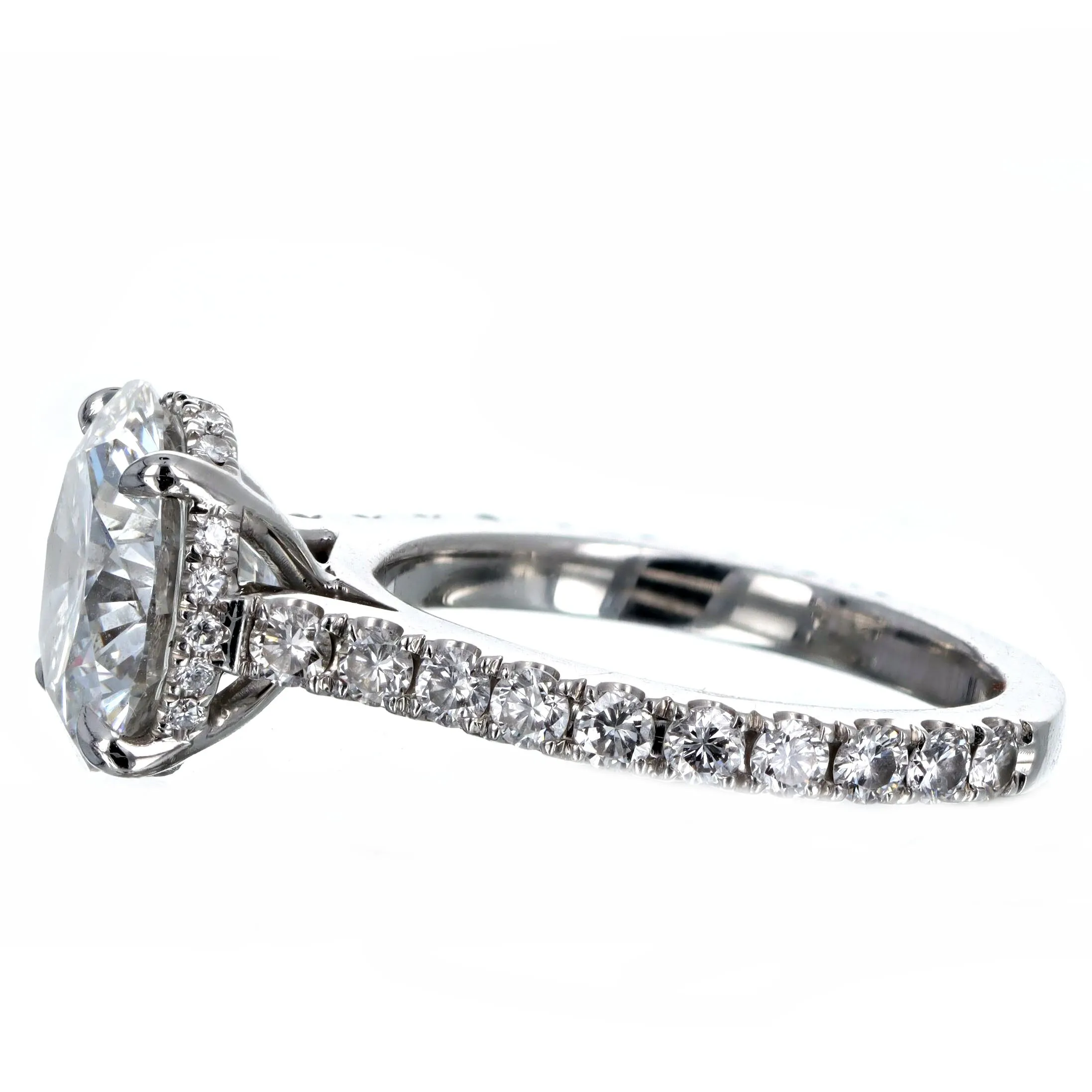 3.75 Carat Round Brilliant Diamond Hidden Halo Engagement Ring in Platinum GIA Certified