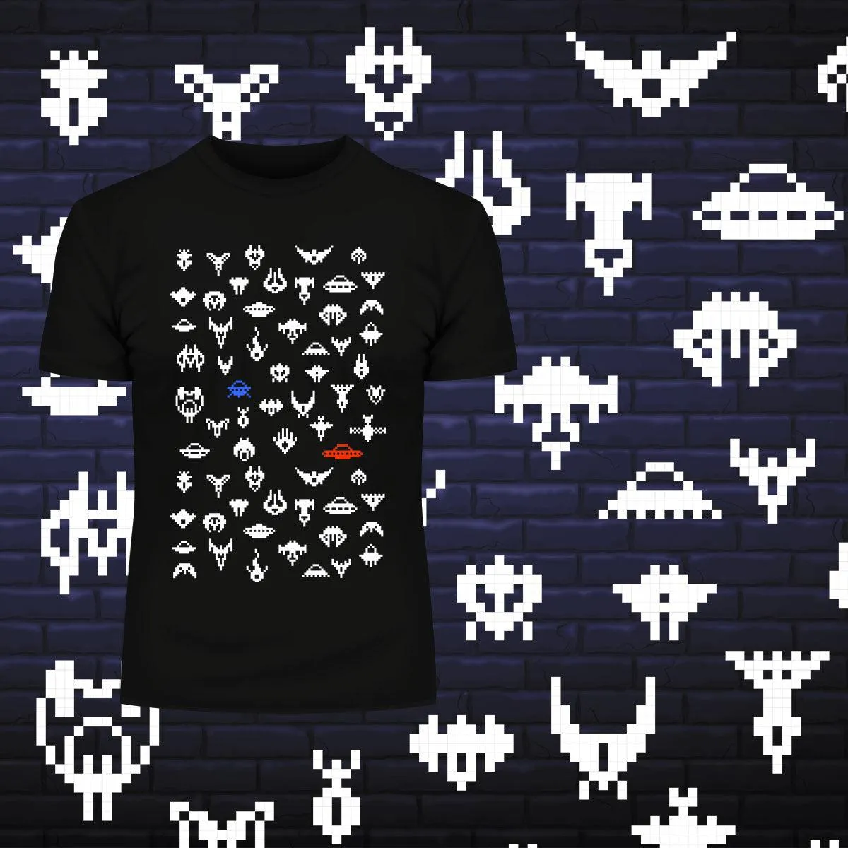 Alien Spaceships Retro Style 8 Bit Old Skool Pixel Art