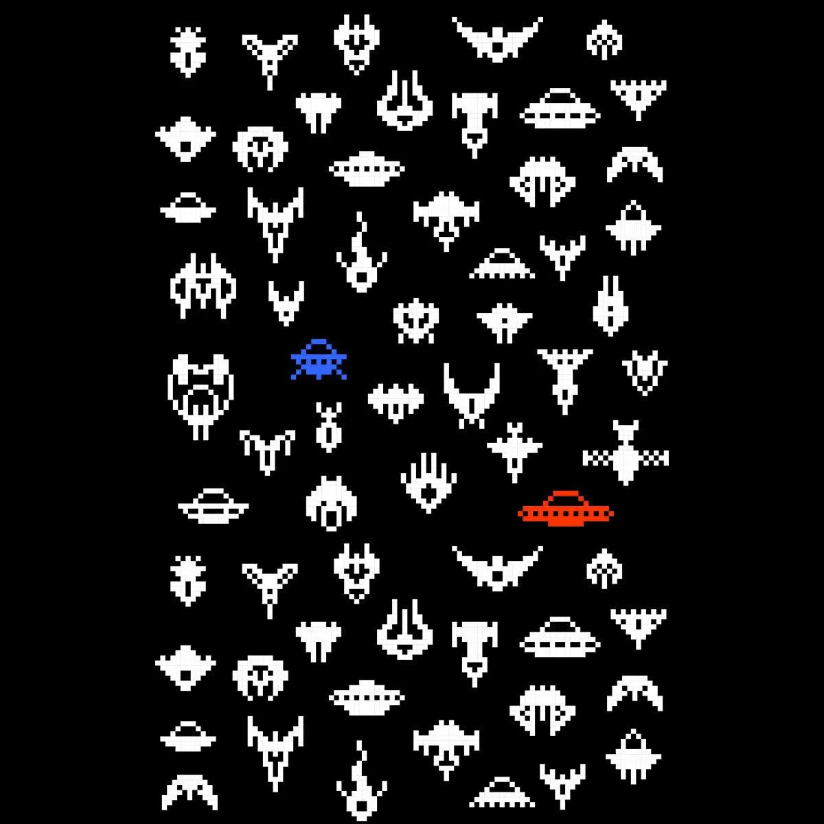 Alien Spaceships Retro Style 8 Bit Old Skool Pixel Art