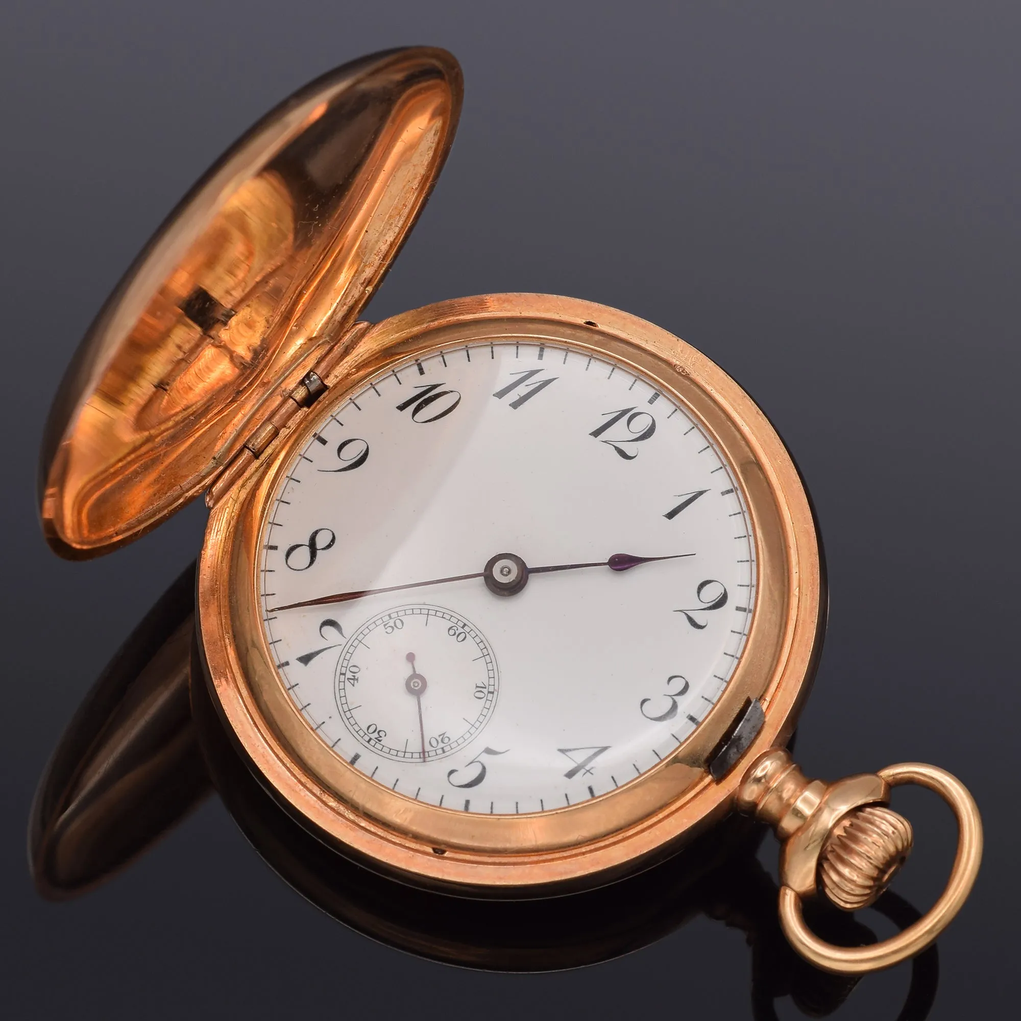 Antique Longines 14K Yellow Gold Diamond Hunter Pocket Watch