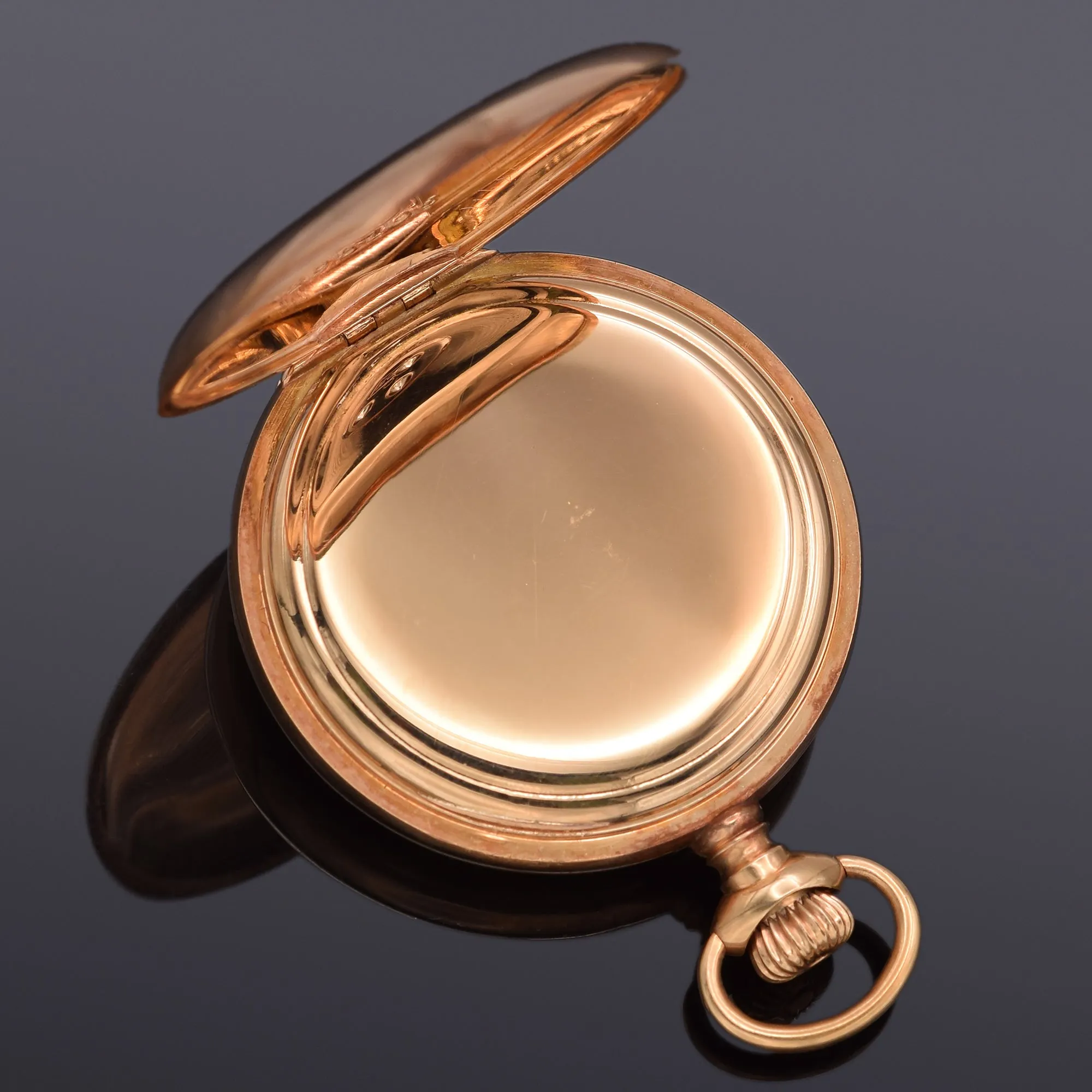 Antique Longines 14K Yellow Gold Diamond Hunter Pocket Watch