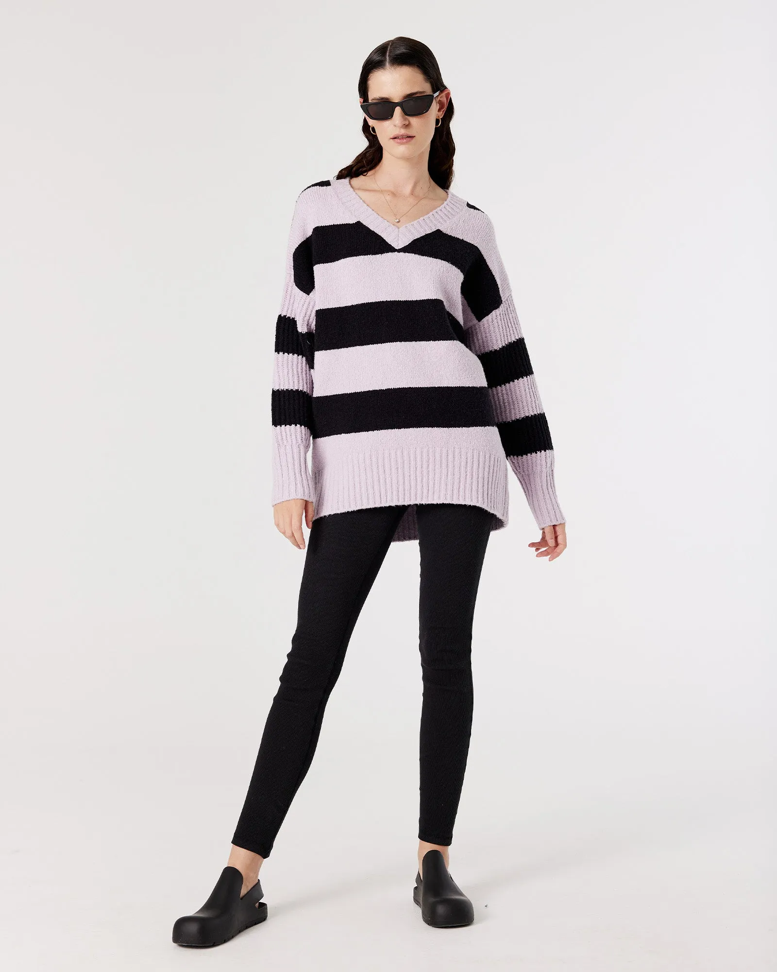 AVA SWEATER - LILAC STRIPE