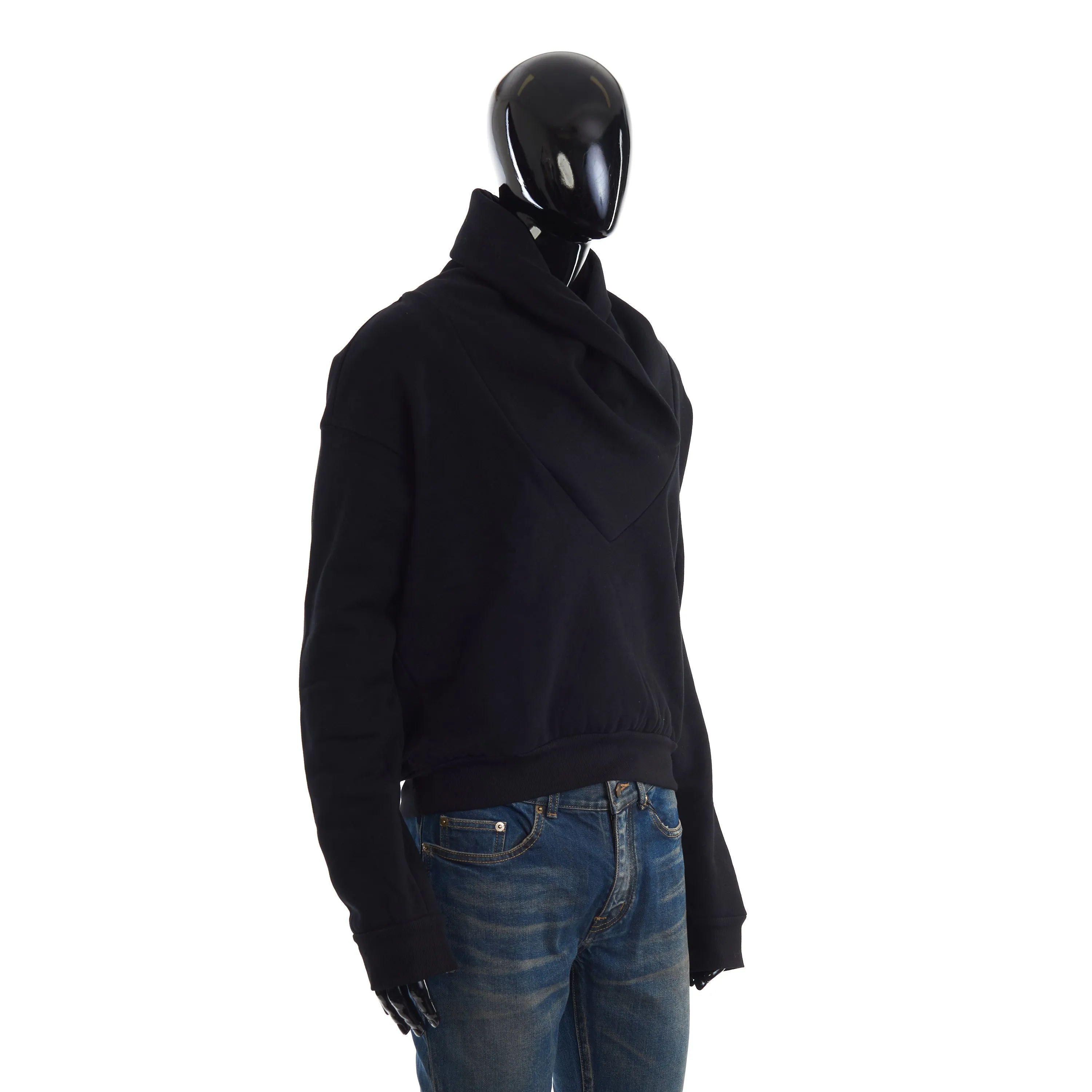 Black Shawl-Neck Sweatshirt