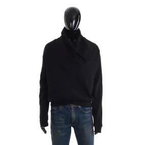 Black Shawl-Neck Sweatshirt