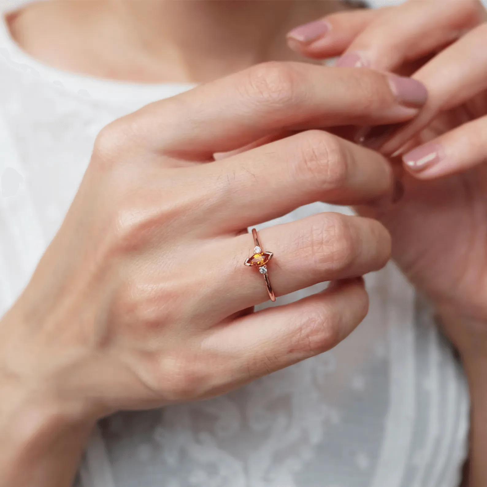 Citrine Diamond Ring Madeleine