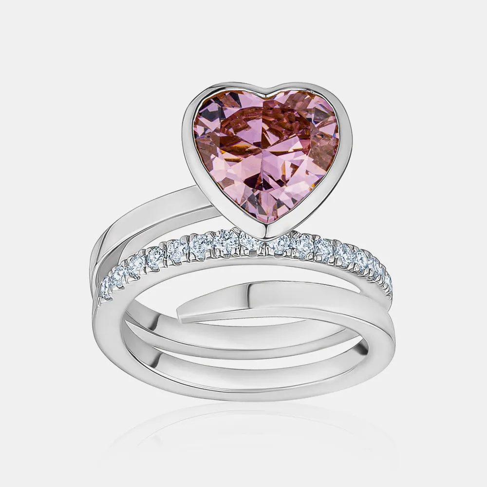 Coloured Heart Stone Wavy Ring