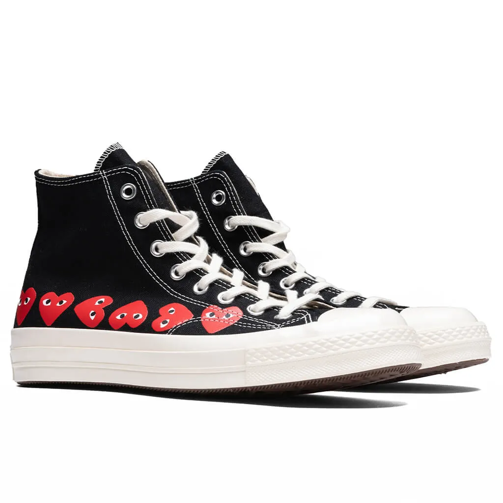 Converse x Comme Des Garcons PLAY All Star Chuck '70 Hi Multi Heart - Black/Red