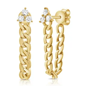 Cuban Chain Diamond Trio Studs