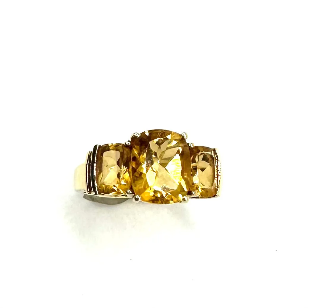 Cushion Cut Citrine Ring