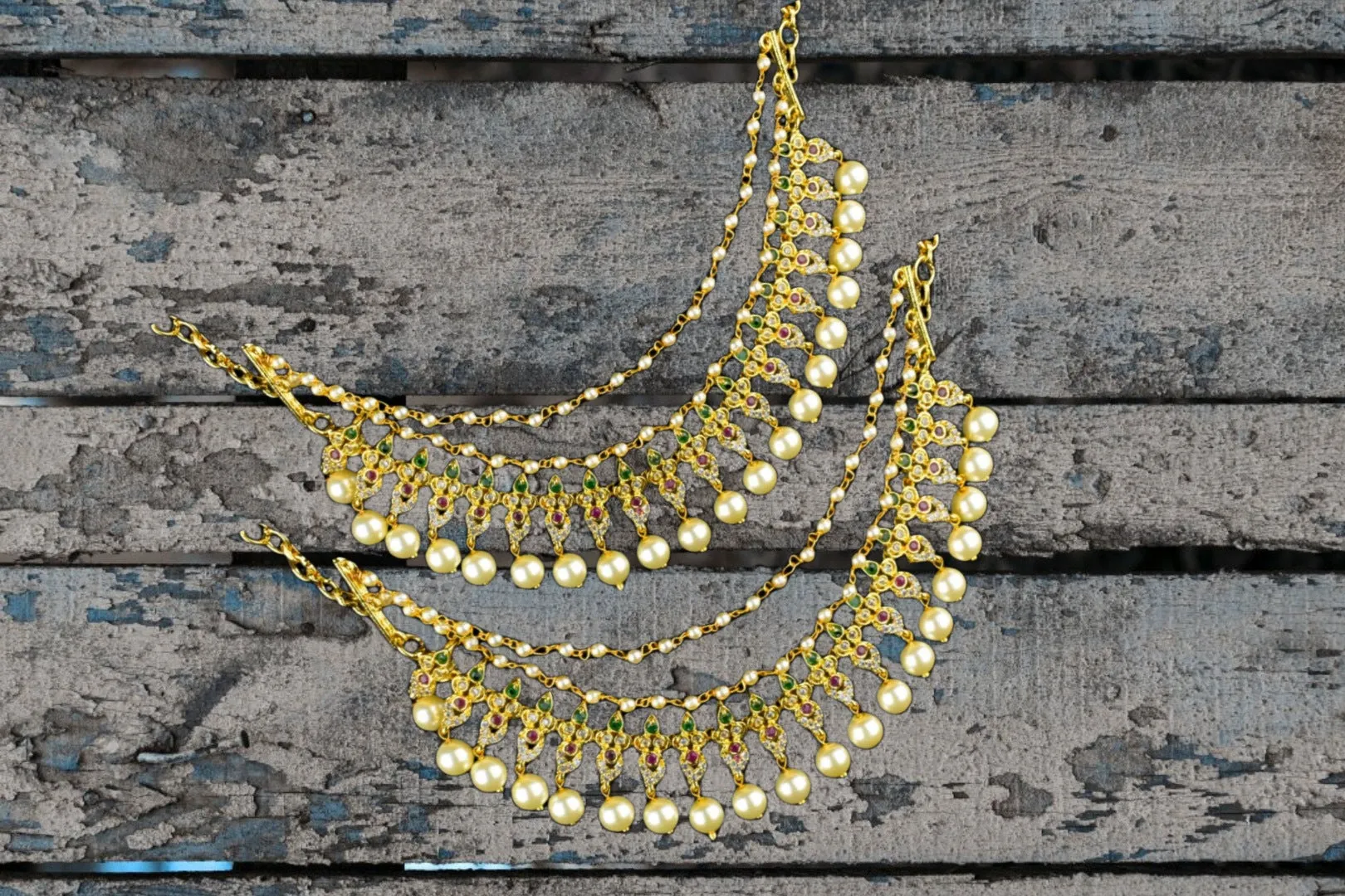 Cz Champaswaralu Earchains By Asp Fashion Jewellery