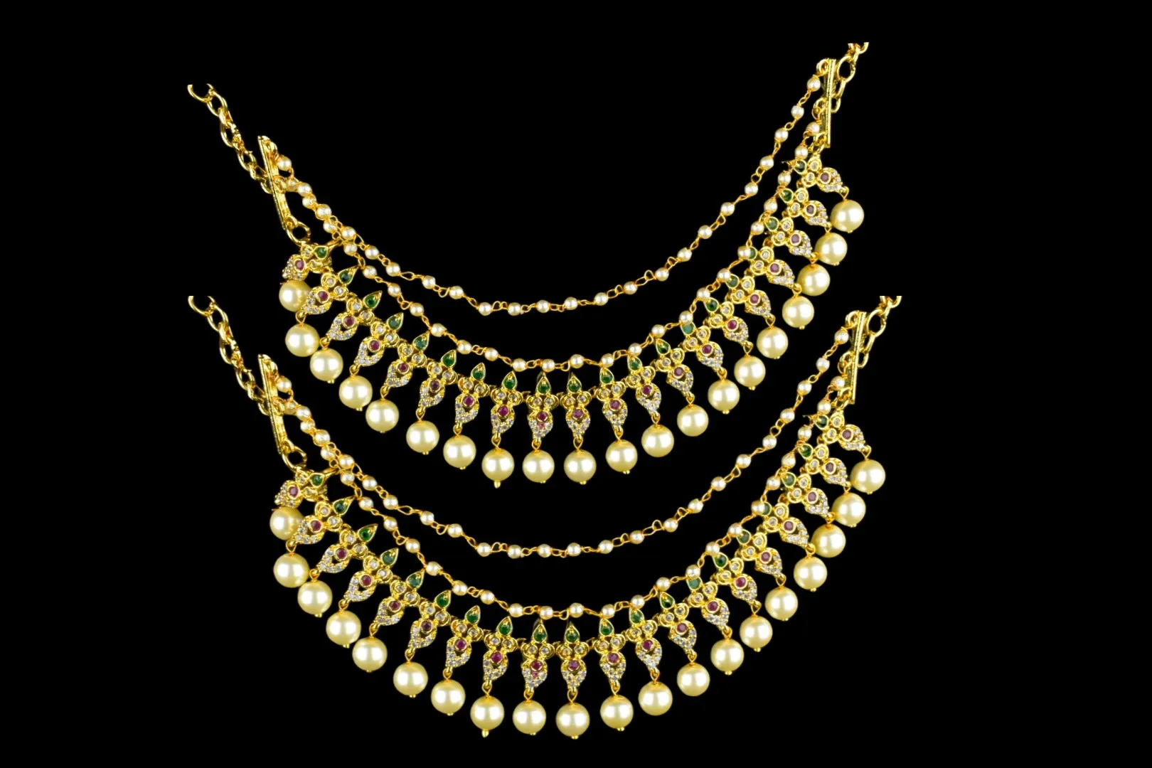 Cz Champaswaralu Earchains By Asp Fashion Jewellery