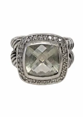 David Yurman Size 7 Prasiolite & Diamonds Albion Ring