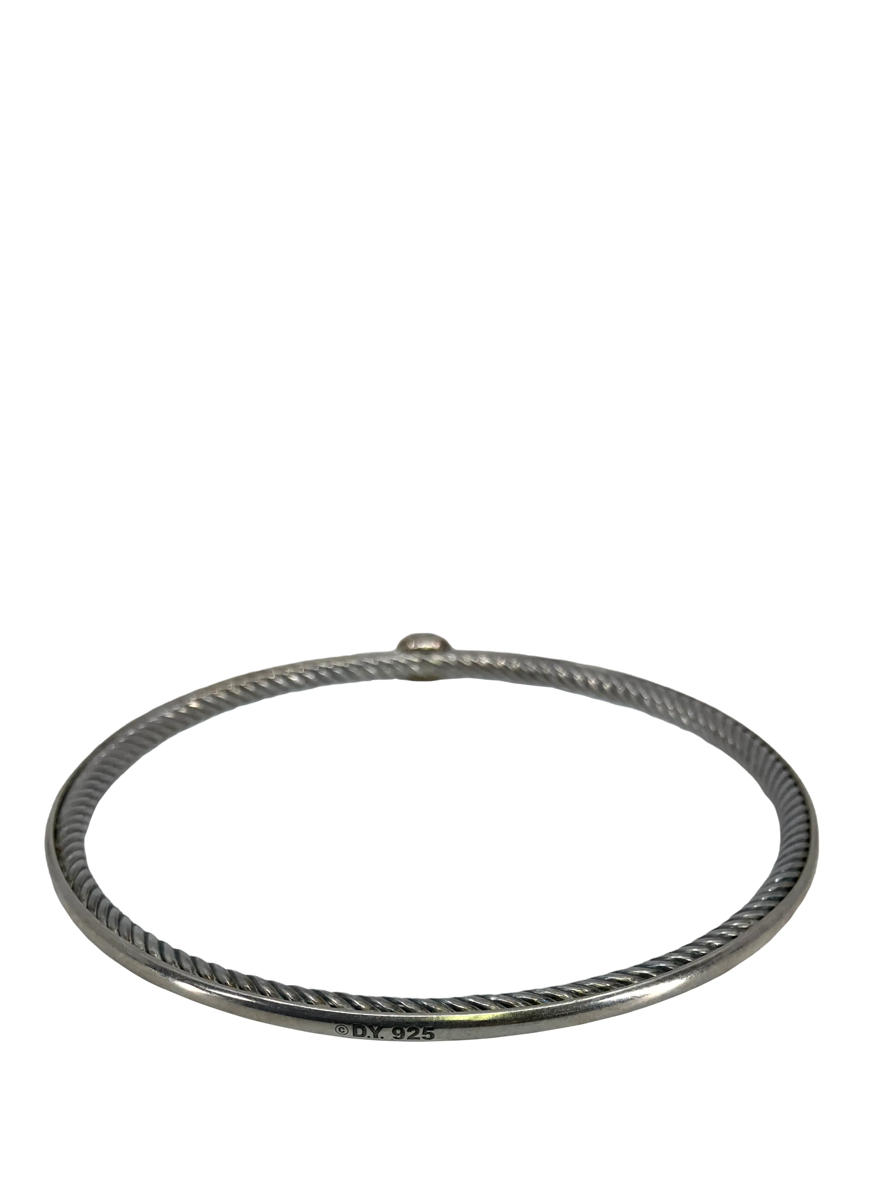 David Yurman Sterling Silver Cable Diamond Bangle Bracelet