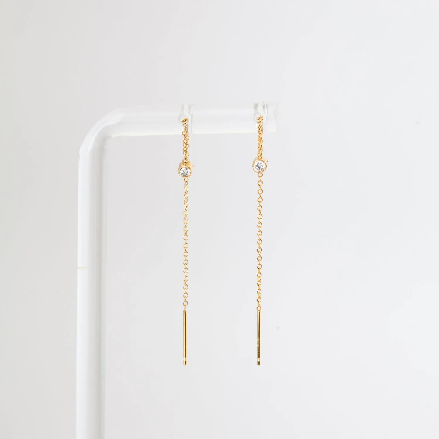 Diamond Bezel Loop Threader Earrings