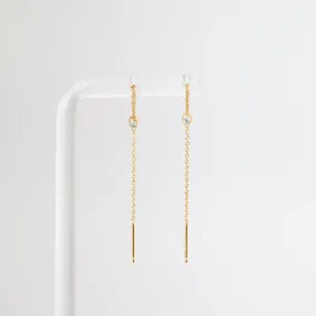 Diamond Bezel Loop Threader Earrings