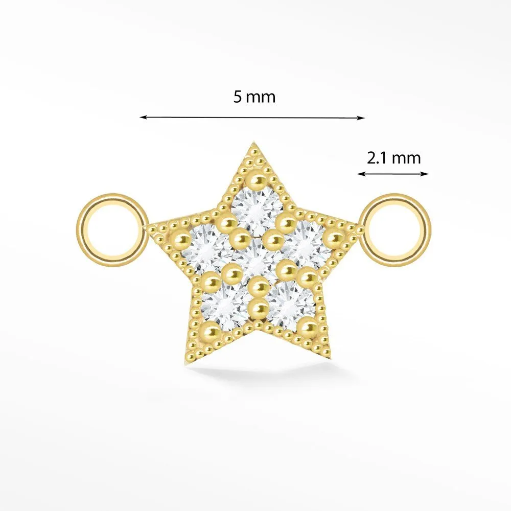 Diamond Connectors Star 14K Yellow for Permanent Jewelry