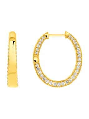 Diamond Dome Hoop Earrings 14K