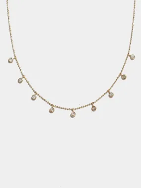 Diamond Droplet Necklace, 14k Gold