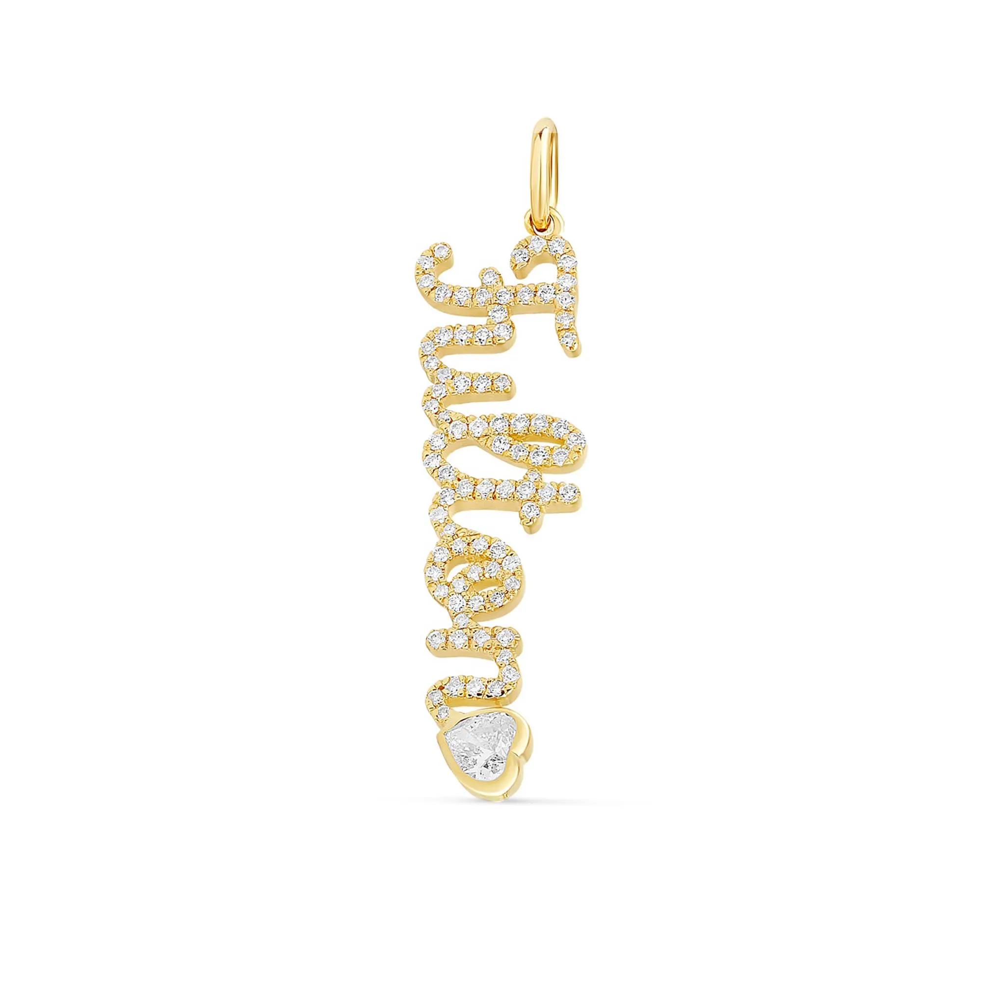 Diamond Name Charm with Bezel Mixed Shape