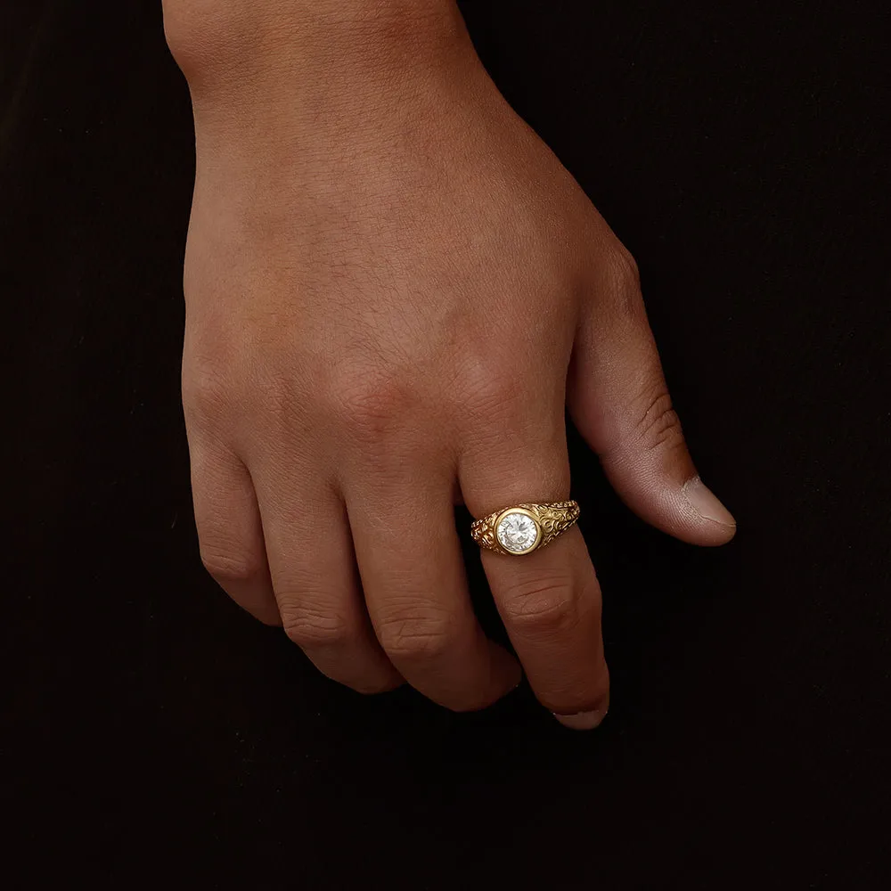 Diamond Signet Ring - Gold