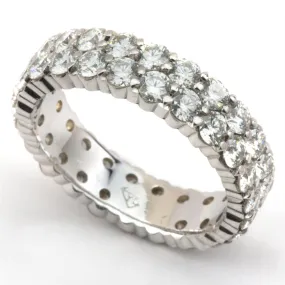 Double Row Diamond Eternity Band Ring 18K White Gold 3.10 carats